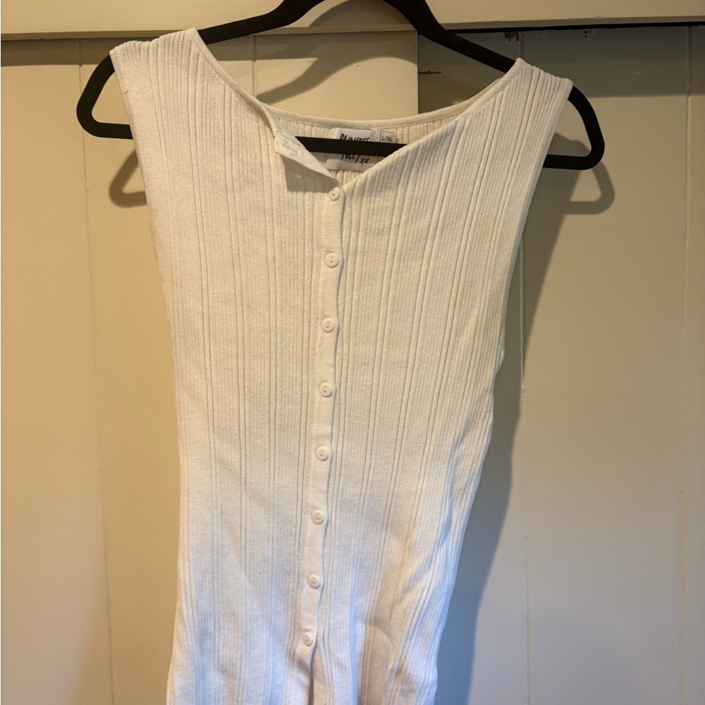 Princess Polly Cream Ribbed Button-Down Top